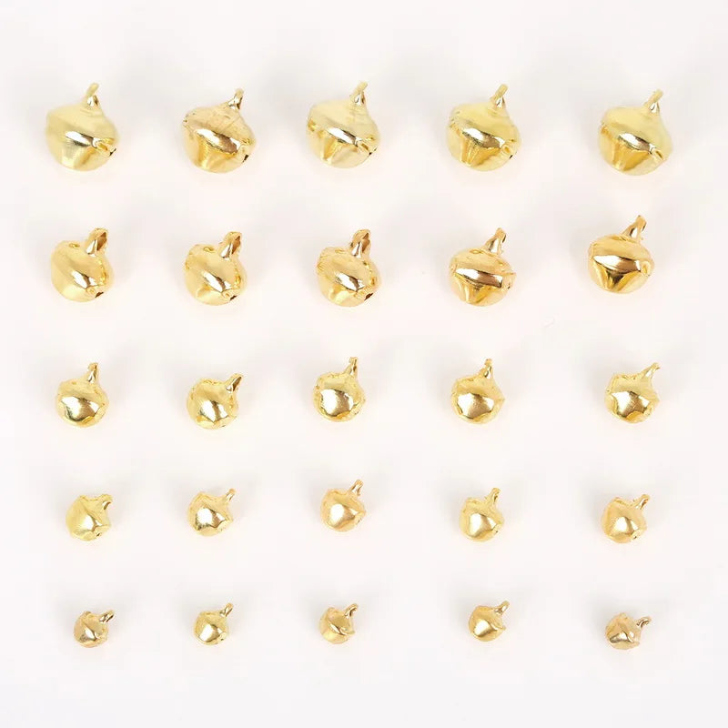 50-300Pcs Gold Jingle Bells Hanging Christmas Tree