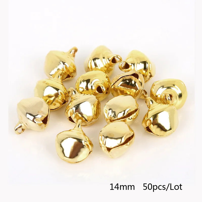 50-300Pcs Gold Jingle Bells Hanging Christmas Tree