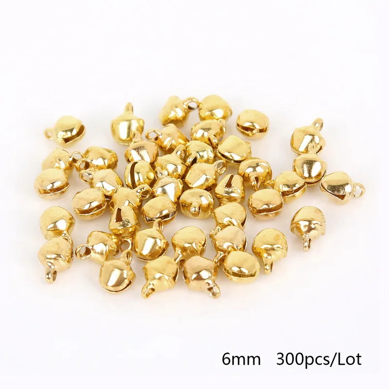 50-300Pcs Gold Jingle Bells Hanging Christmas Tree