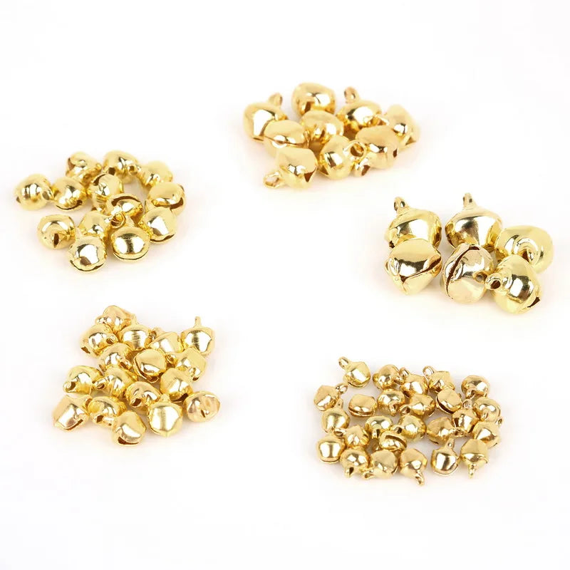 50-300Pcs Gold Jingle Bells Hanging Christmas Tree