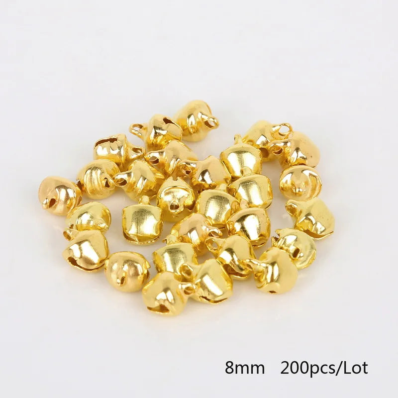 50-300Pcs Gold Jingle Bells Hanging Christmas Tree