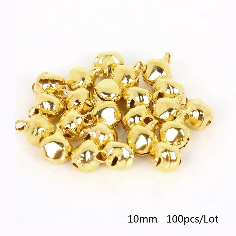 50-300Pcs Gold Jingle Bells Hanging Christmas Tree