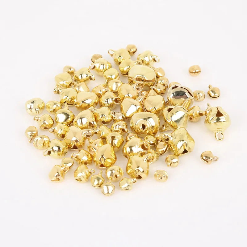 50-300Pcs Gold Jingle Bells Hanging Christmas Tree
