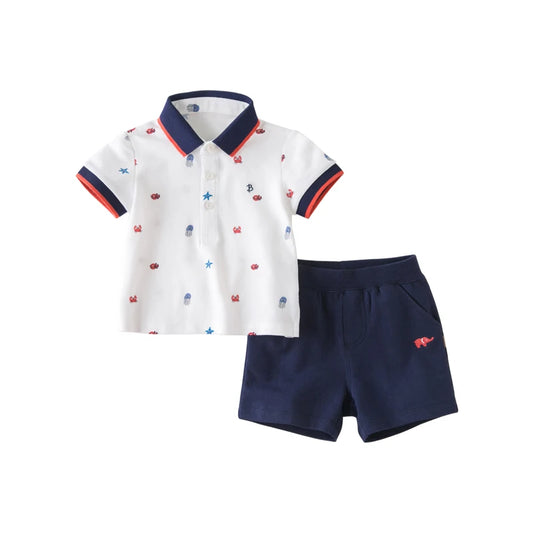 Bird_ summer baby boys fashion print pockets clothing 2 pcs set