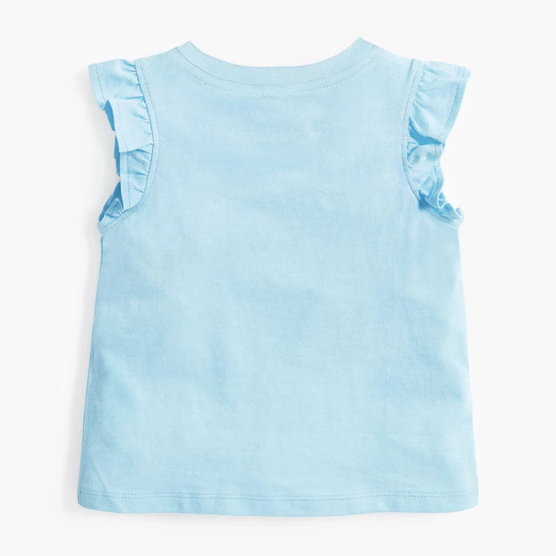 Little one_  Lovely Rabbit Summer Blue Short Sleeves T-shirt