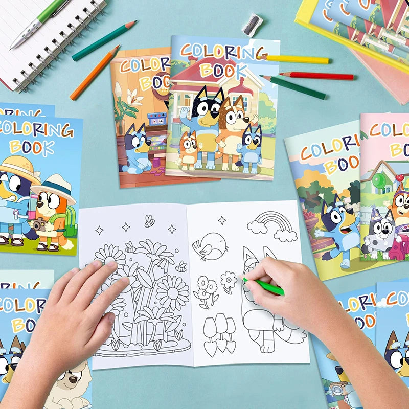 6/12/24pcs Bluey Bingo Anime Figure Coloring Drawing Book