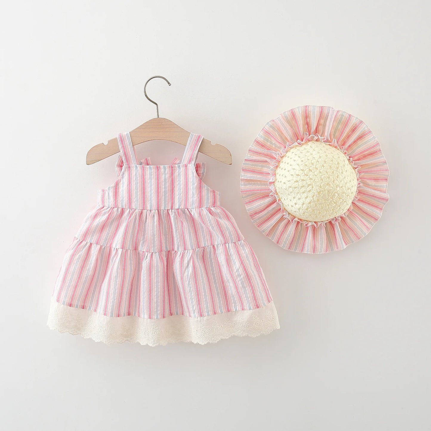 Summer  Bow Baby Girl Dress, Hat