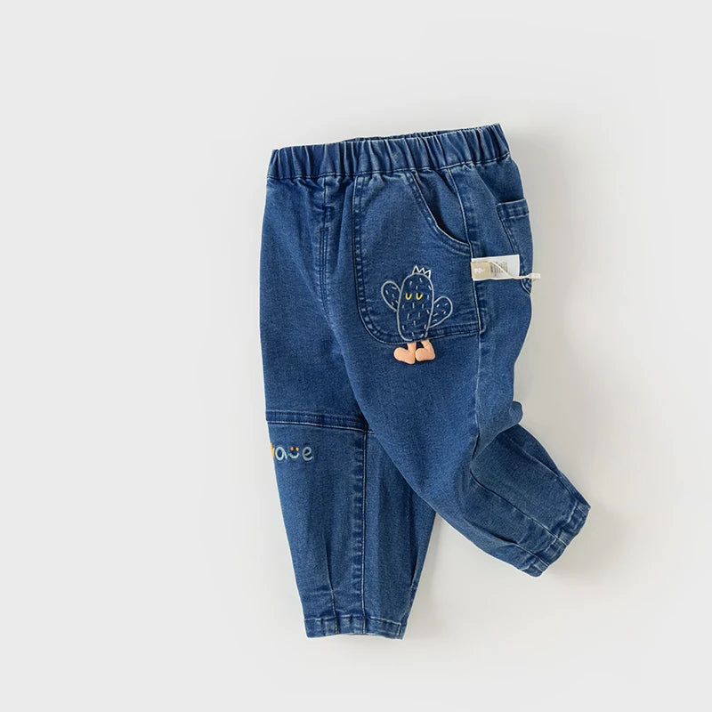 JOY_ Kids Clothes Spring Boys Blue Jeans Casual Solid Color Trousers