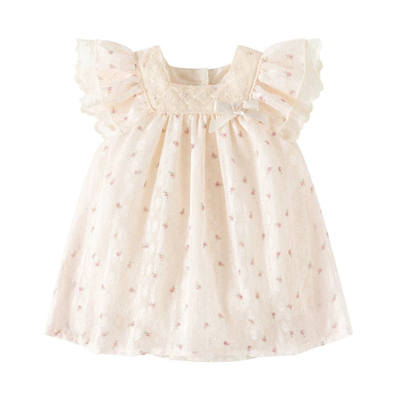 Flowry _Flying Sleeves Baby Dress for Girls