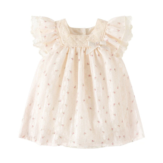 Flowry _Flying Sleeves Baby Dress for Girls