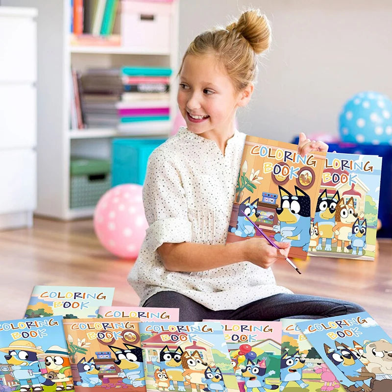 6/12/24pcs Bluey Bingo Anime Figure Coloring Drawing Book