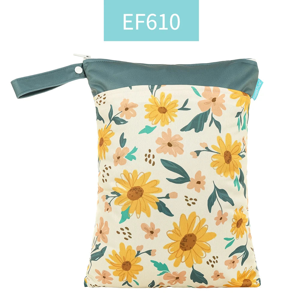 LITTLE ONE_ Wetbag For Baby Diapers Nappies Waterproof Reusable Diaper Bag With Two Zipper 30cmx40cm