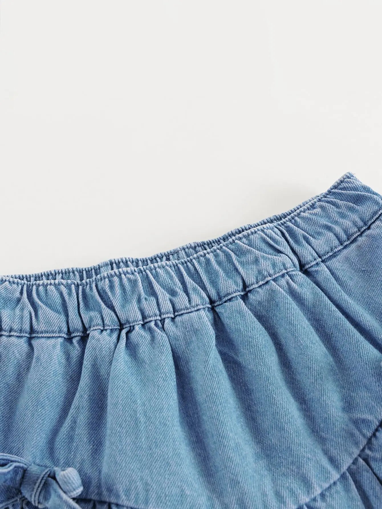 Bird_ Girls Sweet Bow Denim Skirts For Summer