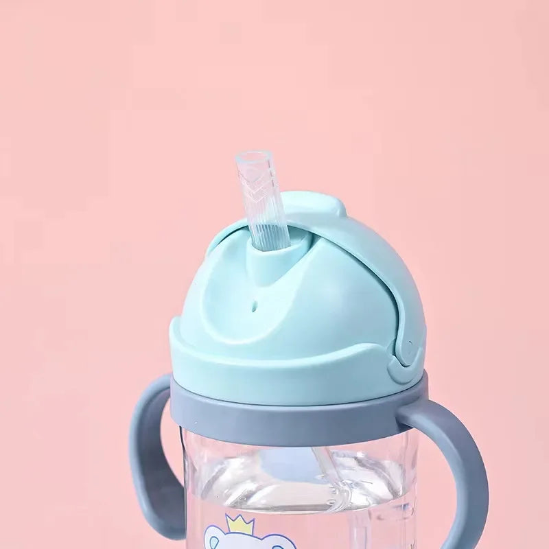 Joy_350ml Baby Bottles Drinking Cup Feeding Bottle with Straw Gravity Ball Wide-Caliber Kids Drinking Milk Water Dual-Use Bottle