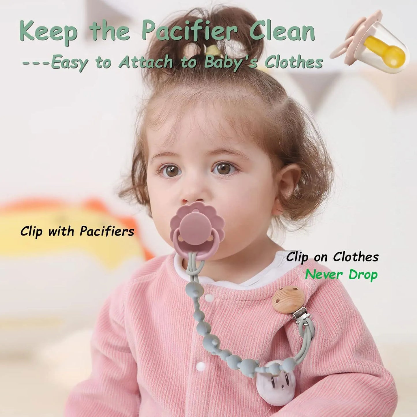 Little one
0-36 months macaron color baby silicone pacifier + pacifier chain
