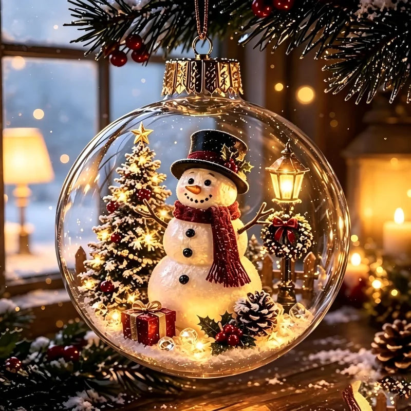 3D Christmas Snow Globe Ornament Xmas Tree Santa Snowman