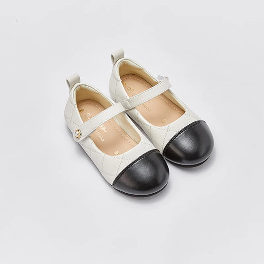 Joy_ Beige Children Leather Shoes for Girls Kids