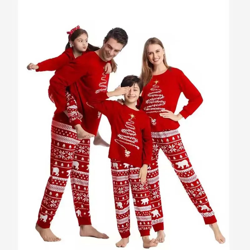 Family Christmas Pajamas Mom Dad Kids Matching Clothing Set Baby Romper Pjs