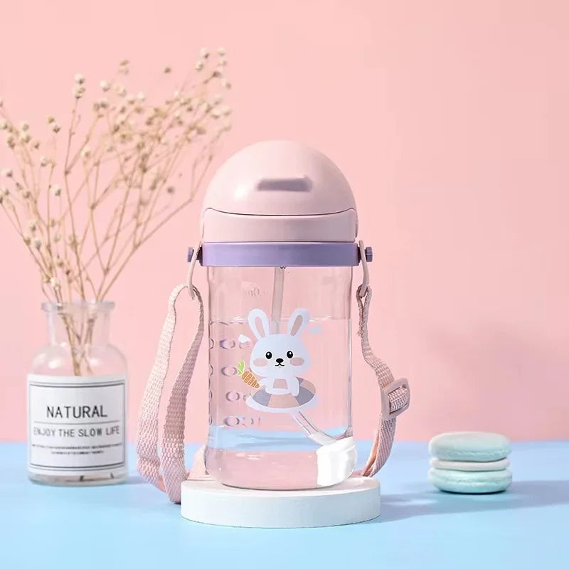 Joy_350ml Baby Bottles Drinking Cup Feeding Bottle with Straw Gravity Ball Wide-Caliber Kids Drinking Milk Water Dual-Use Bottle