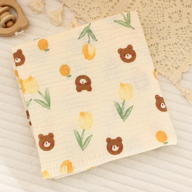 Joy_Cotton Muslin Cute Cartoon Printing Baby Swaddle Blanket