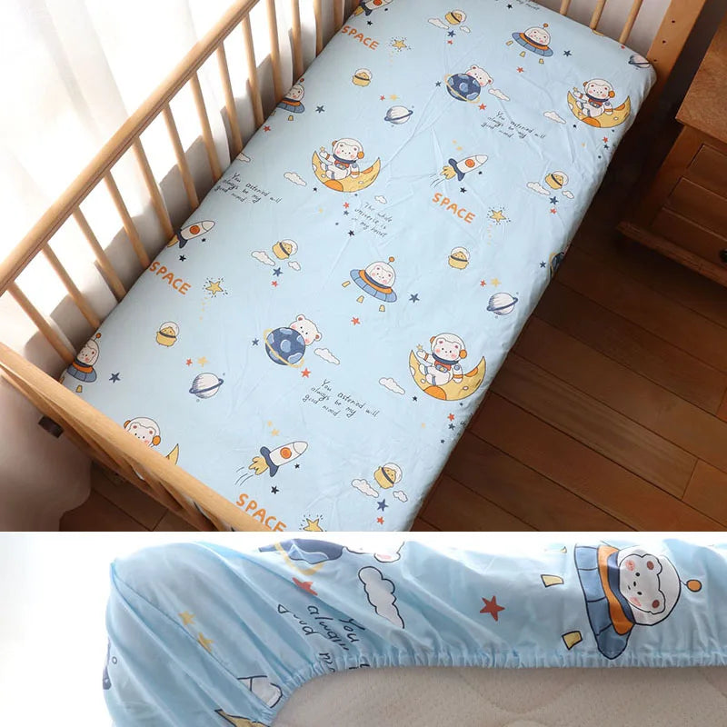 Little one_130x70cm 100% Cotton Baby Crib Fitted Sheet For Newborn