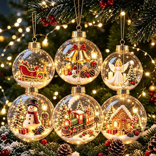 3D Christmas Snow Globe Ornament Xmas Tree Santa Snowman