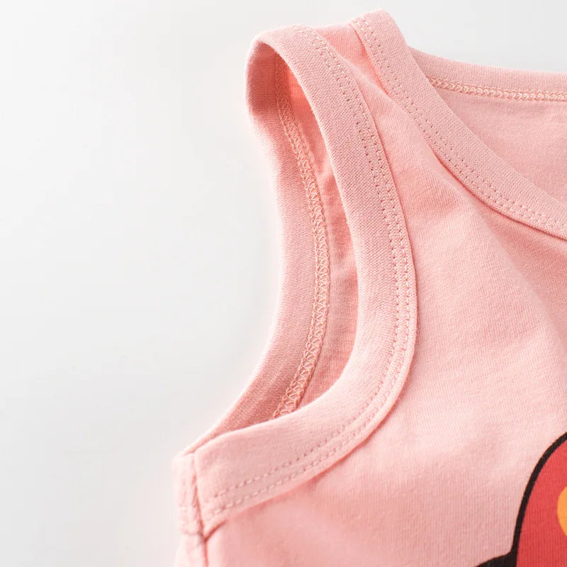 JOY_ Children Vests for girls &boys Clothing 100% Cotton Dinosaur Cartoon Sport Causal Tank Tops