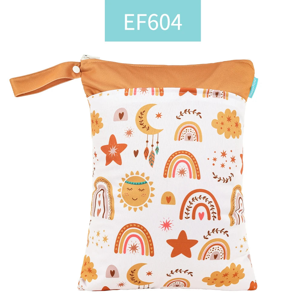 LITTLE ONE_ Wetbag For Baby Diapers Nappies Waterproof Reusable Diaper Bag With Two Zipper 30cmx40cm