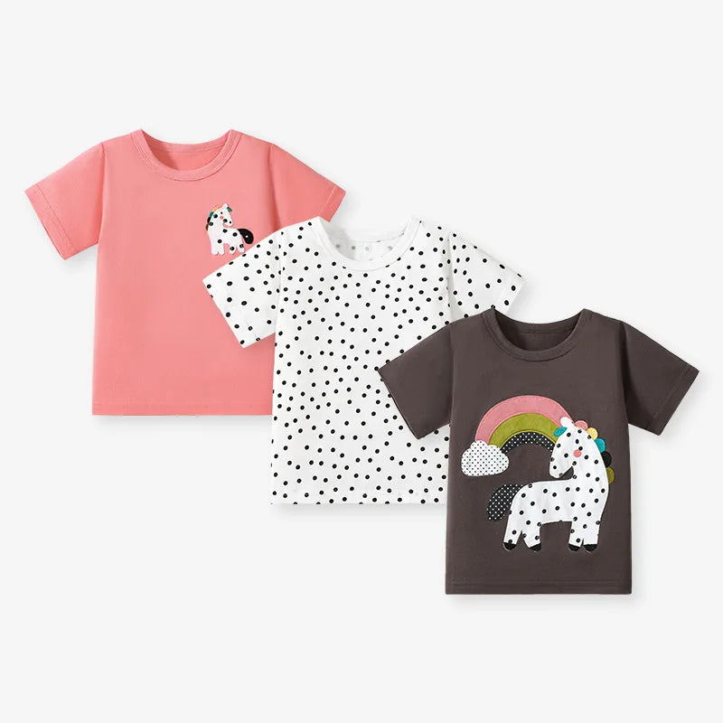 Little one_ Children's Clothing 3PCS Summer Kids Baby Girls Clothes T Shirts  2-7 Years