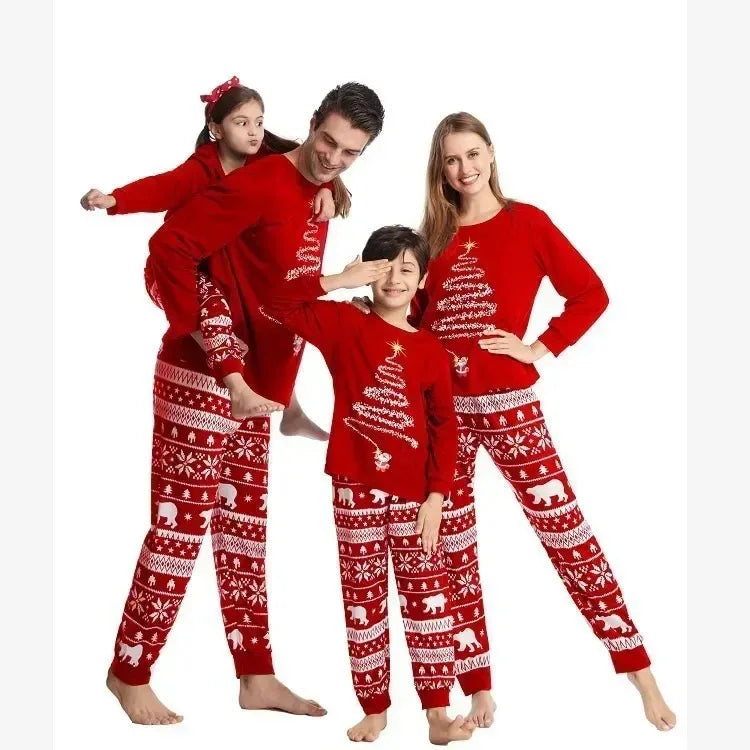 Family Christmas Pajamas Mom Dad Kids Matching Clothing Set Baby Romper Pjs