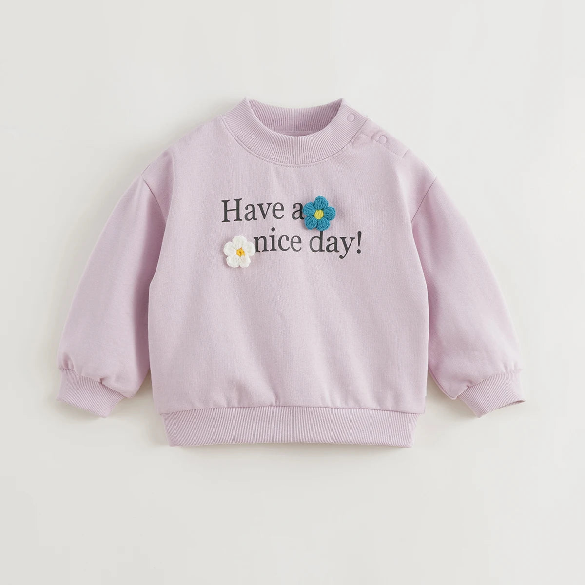 MARY_ Girls 3D Flower Loose Long Sleeve Sweatshirt