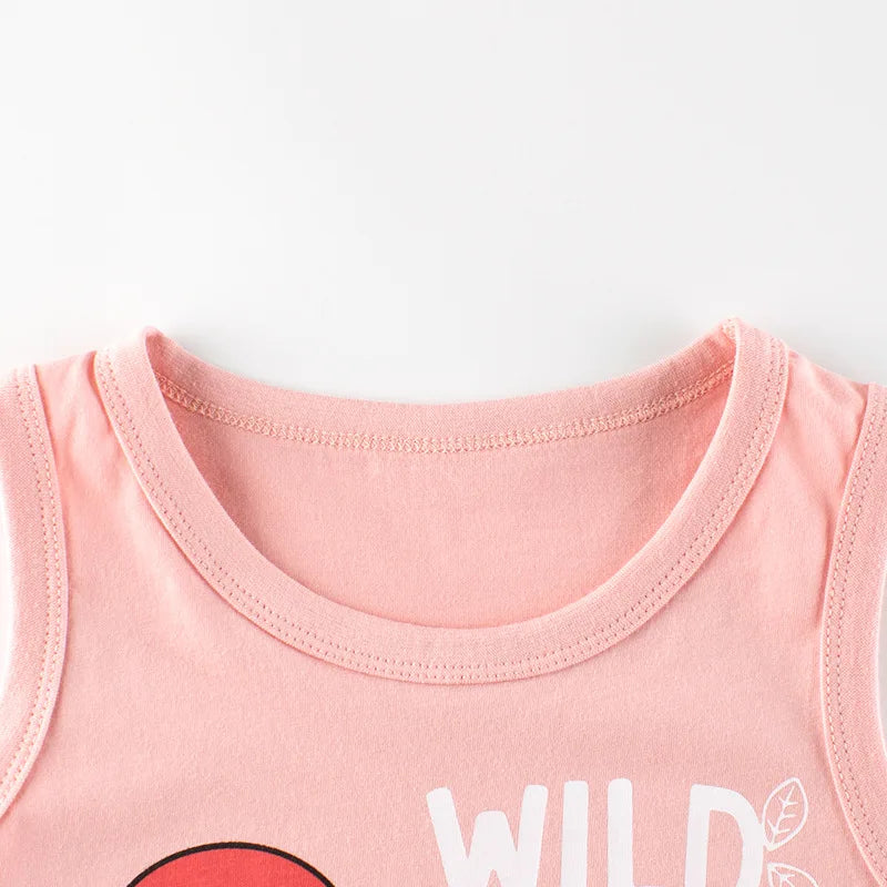 JOY_ Children Vests for girls &boys Clothing 100% Cotton Dinosaur Cartoon Sport Causal Tank Tops
