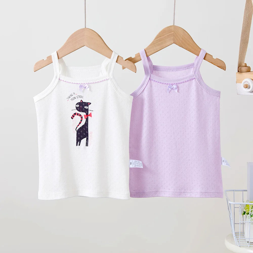 JOY_2pcs/lot Girls Tank Tops Boneless Mesh Underwear for Kids