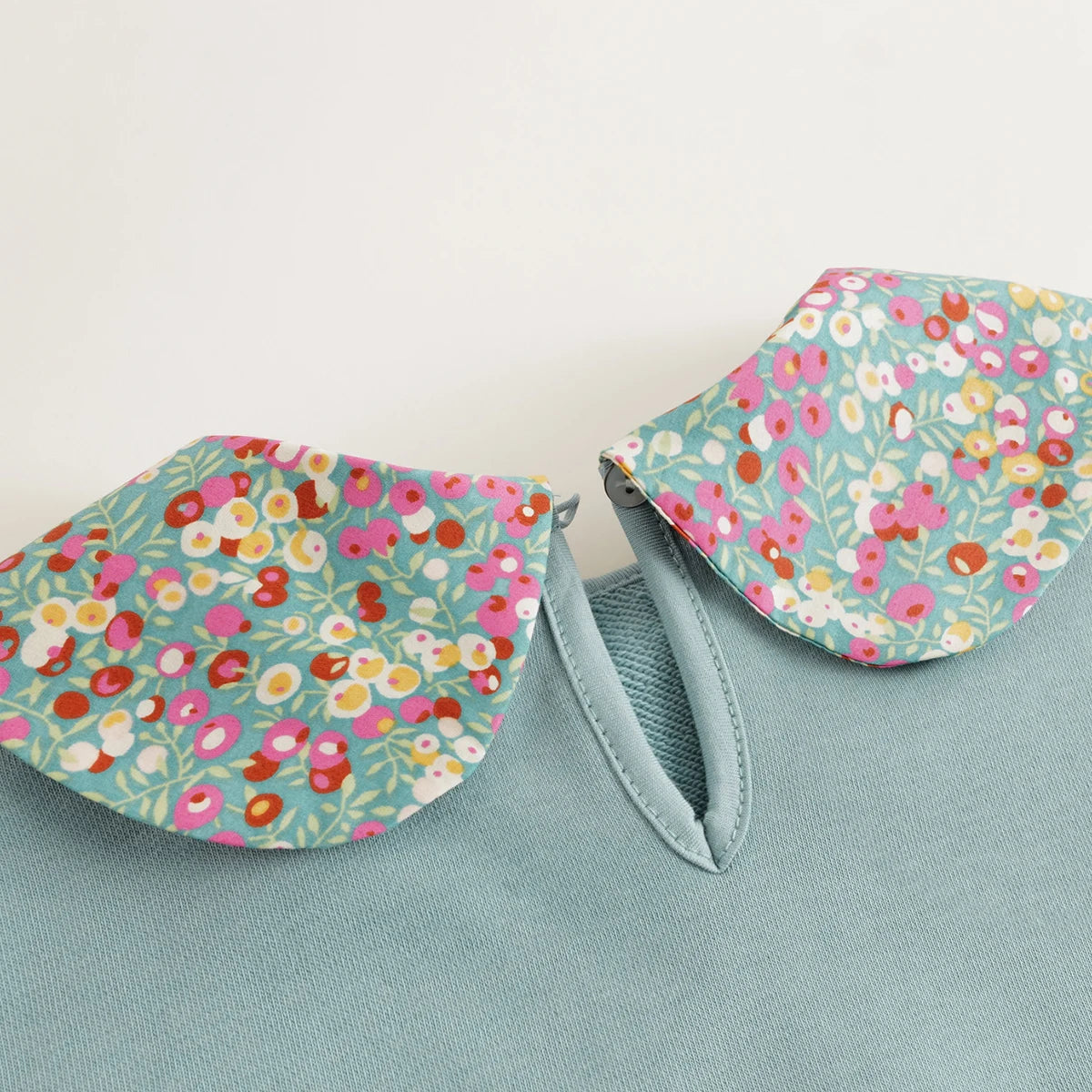 PRETTY _Girls Cotton Floral Bow Lapel Sweatshirt for Spring French Series