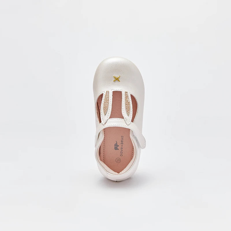 JOY_ Girl's Princess Autumn Leather White Rabbit Ears Design Kids Shoes R