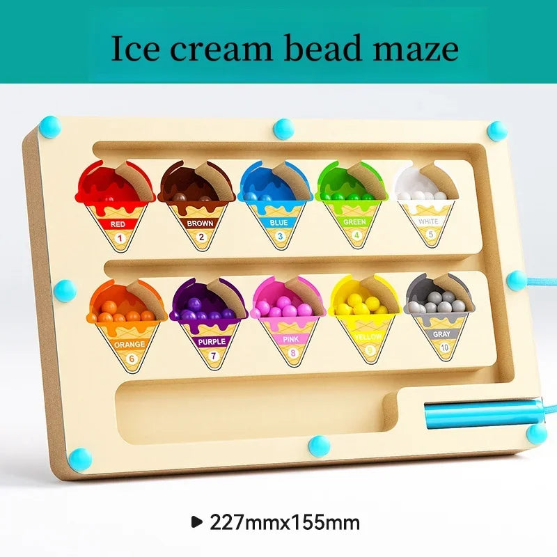 Magnetic digital bead magnetic maze toy