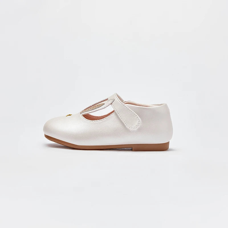JOY_ Girl's Princess Autumn Leather White Rabbit Ears Design Kids Shoes R
