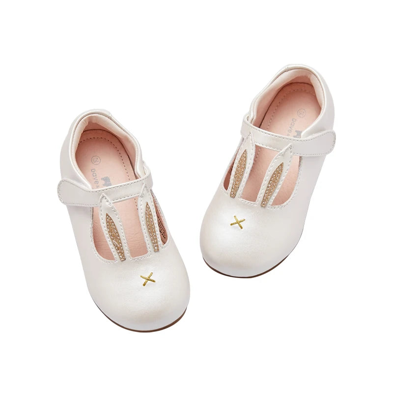 JOY_ Girl's Princess Autumn Leather White Rabbit Ears Design Kids Shoes R