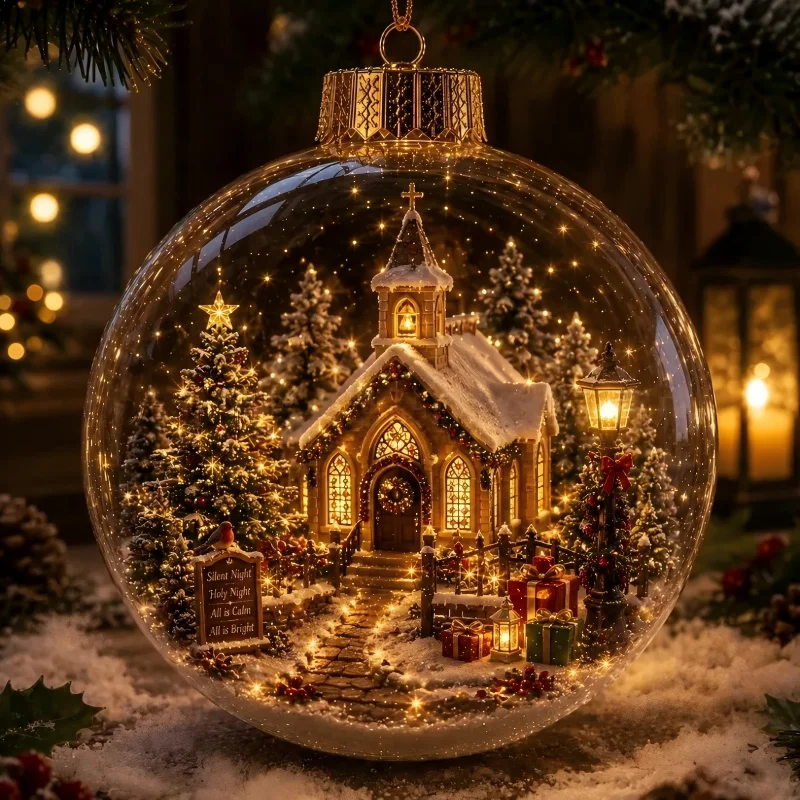 3D Christmas Snow Globe Ornament Xmas Tree Santa Snowman