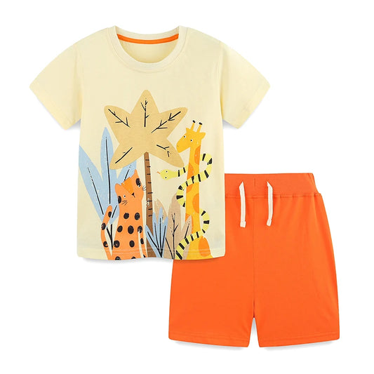 Little kid_ Baby Boy Tracksuit Summer Cotton Children's Clothing Sets