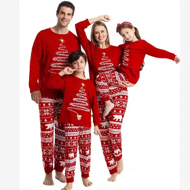 Family Christmas Pajamas Mom Dad Kids Matching Clothing Set Baby Romper Pjs