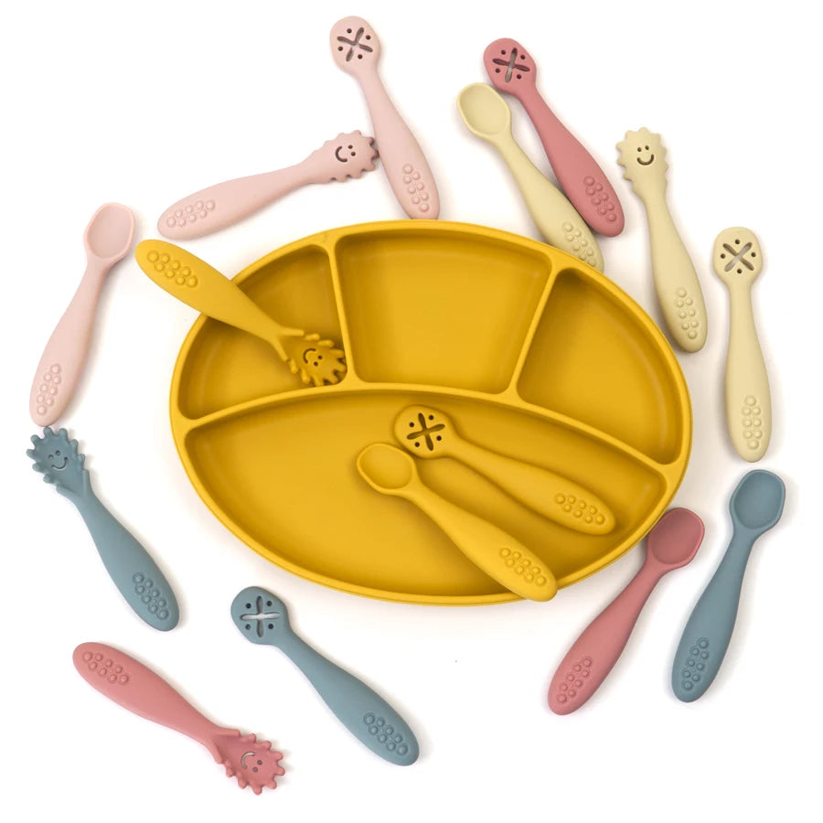 Joy_3PCS Silicone Spoon Fork For Baby Utensils Set Feeding Food Toddler Learn To Eat Training Soft Fork Cutlery Children's Tableware