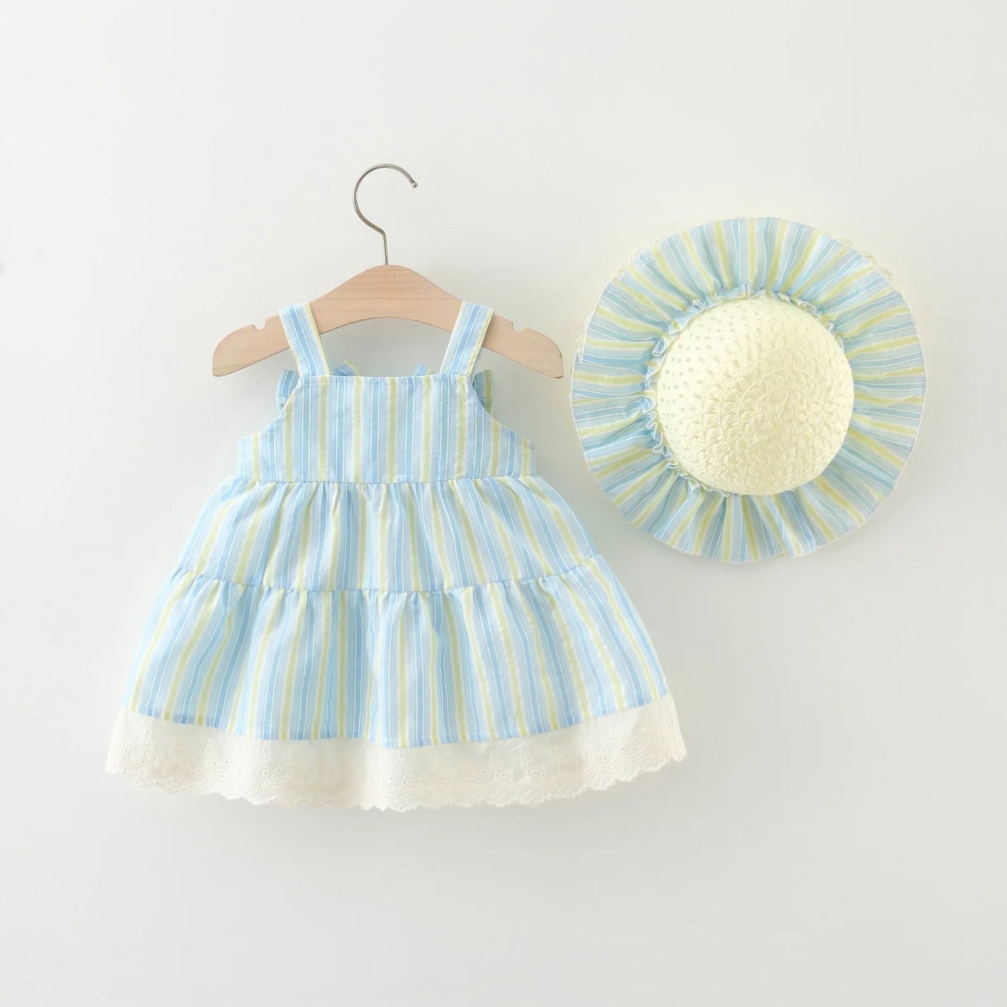 Summer  Bow Baby Girl Dress, Hat
