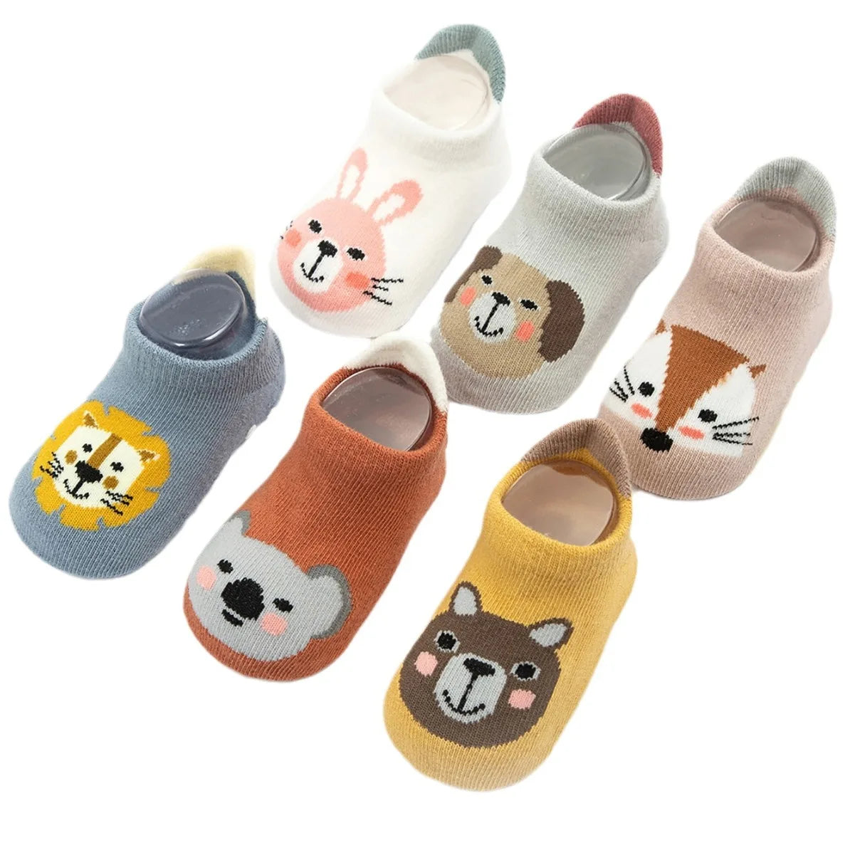 JOY_6 Pairs/Lot Cotton Baby Anti-slip Boat Socks For Boys& Girls Low Cut Floor Kids Toddler Sock With Rubber Grips For 0-5Years
