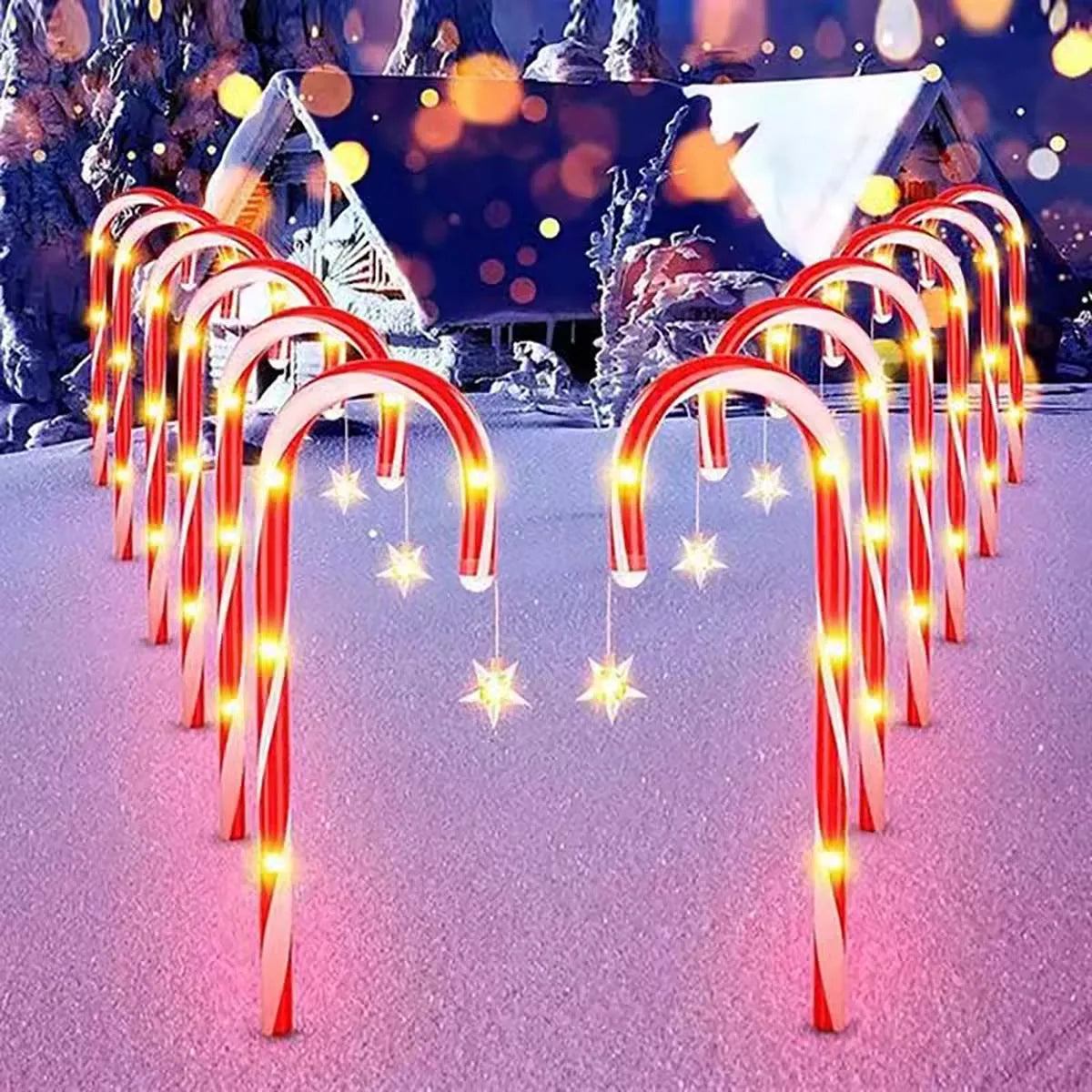 8pcs/set solar powered garden cane lights for christmas