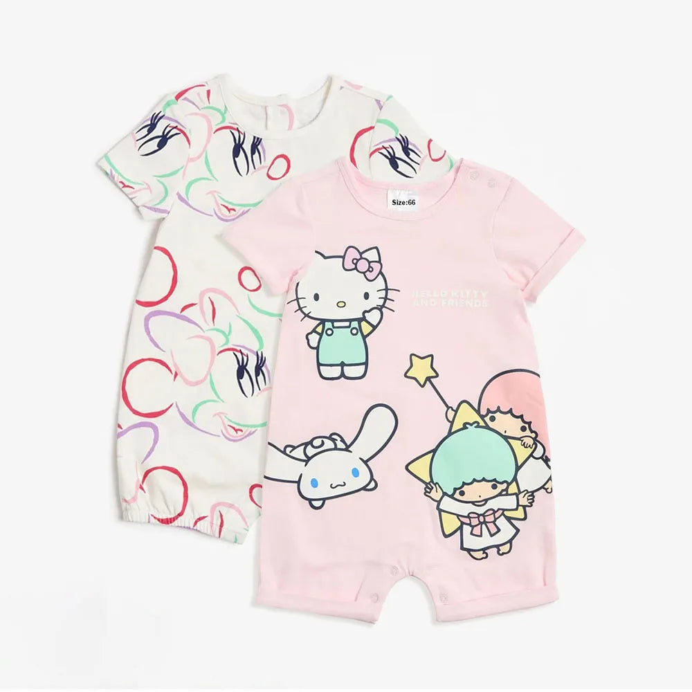 Jerry_2Pcs Mickey Mouse Printed Baby Rompers