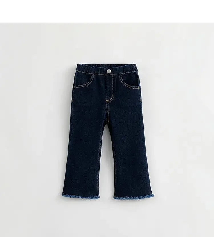 MARY_ Girls Slim Stretch Denim Flared Pants