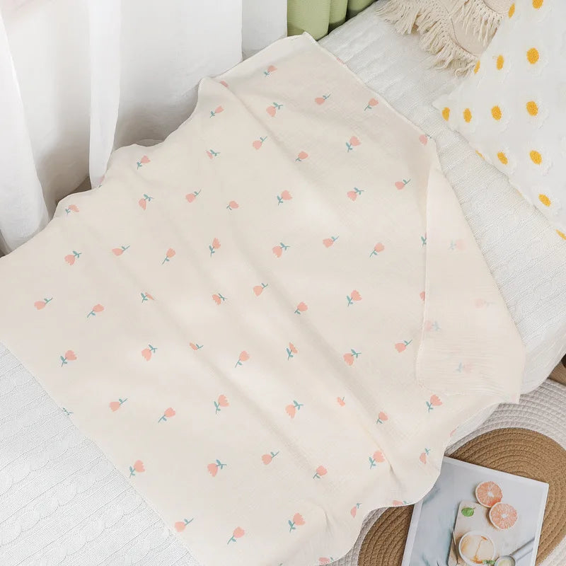 Joy_Cotton Muslin Cute Cartoon Printing Baby Swaddle Blanket