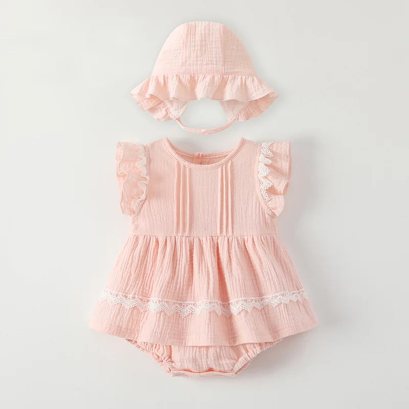 Baby Girl Lace Romper with hat