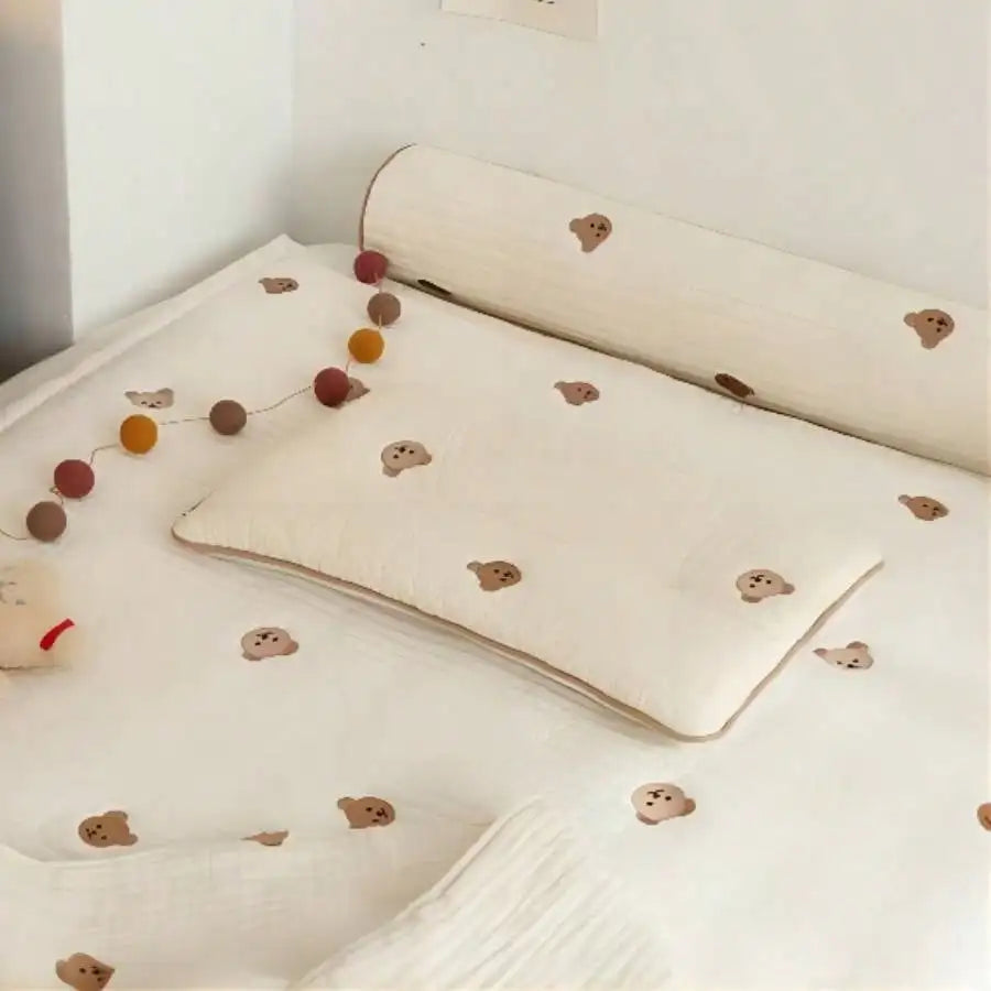Joy _ baby embroidered bear quilted pillow